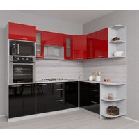 Готовая кухня Интерлиния Мила Gloss 1.68x2.4 правая (красный-черный) - Превью изображения №2 — Интернет-магазин Time-Shop