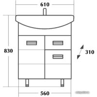  Onika Тумба под умывальник Балтика 60.12 (белый) [106041] - Превью изображения №3 — Интернет-магазин Time-Shop