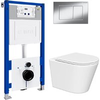 Унитаз подвесной Lauter Longer 2110822 с кнопкой 219701J (прямоугольная, хром) - Превью изображения №2 — Интернет-магазин Time-Shop