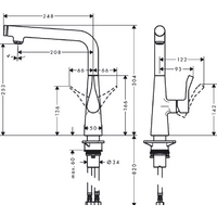 Смеситель Hansgrohe Metris Select 14847800 (стальной) - Превью изображения №2 — Интернет-магазин Time-Shop