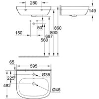 Умывальник Grohe 3933500H с гигиеническим покрытием 59.5x48.2 - Превью изображения №9 — Интернет-магазин Time-Shop