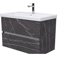 Дабер Тумба под умывальник 011 Andrea Elen 80 (с подсветкой, мрамор черный/белый)