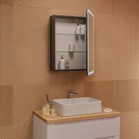  Silver Mirrors Шкаф с зеркалом для ванной Фиджи-Антрацит Flip 60 ИК LED-00003042 - Превью изображения №7 — Интернет-магазин Time-Shop