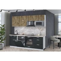 Готовая кухня Интерлиния Мила Лайт 2.4-ПМ2 (дуб веллингтон/антрацит/травертин серый) - Превью изображения №3 — Интернет-магазин Time-Shop