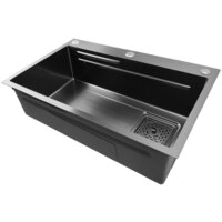 Кухонная мойка Stellar Decor S7045NB-A-D (нано черный, c доской) - Превью изображения №7 — Интернет-магазин Time-Shop