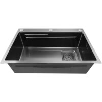 Кухонная мойка Stellar Decor S7045NB-A-D (нано черный, c доской) - Превью изображения №4 — Интернет-магазин Time-Shop