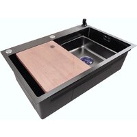 Кухонная мойка Stellar Decor S7045NB-A-D (нано черный, c доской) - Превью изображения №2 — Интернет-магазин Time-Shop