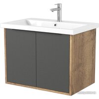 Дабер Тумба под умывальник 018 Cersanit Como 70 Т18.7С.0.22Ч (дуб галифакс/серый/ручка черная)