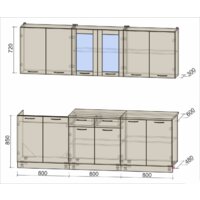 Готовая кухня Интерлиния Мила 24 (белый платинум/дуб серый/малага) - Превью изображения №7 — Интернет-магазин Time-Shop