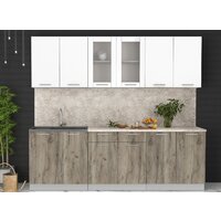 Готовая кухня Интерлиния Мила 24 (белый платинум/дуб серый/малага) - Превью изображения №3 — Интернет-магазин Time-Shop