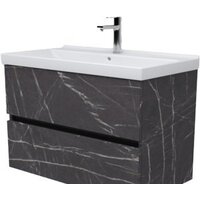 Дабер Тумба под умывальник 011 Andrea Elen 80 (с подсветкой, мрамор черный/черный)