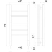 Полотенцесушитель TERMINUS Аврора П8 400x850 электро (хром) - Превью изображения №3 — Интернет-магазин Time-Shop