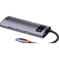 USB-хаб Baseus Metal Gleam Series Multifunctional HUB Type-C Hub Docking Station CAHUB-CX0G - Превью изображения №2 — Интернет-магазин Time-Shop