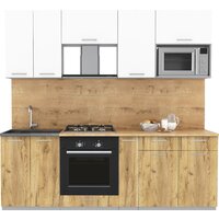 Готовая кухня Интерлиния Мила 2.2 ВТ (белый платинум/дуб золотой/дуб бунратти) - Превью изображения №2 — Интернет-магазин Time-Shop