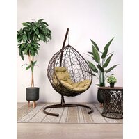 Подвесное кресло M-Group Капля 11020201 (коричневый ротанг/бежевая подушка) - Превью изображения №2 — Интернет-магазин Time-Shop