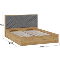 Кровать Трия Хилтон универсальная тип 1 и заглушиной 160x200 (дуб крафт золотой/велюр серый) - Превью изображения №4 — Интернет-магазин Time-Shop