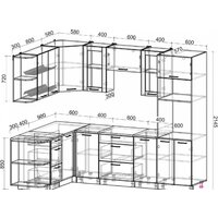Готовая кухня Интерлиния Мила 1.68x2.6 левая (дуб белый-дуб золотой-дуб бунратти) - Превью изображения №2 — Интернет-магазин Time-Shop