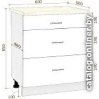 Шкаф напольный Кортекс-мебель Корнелия Лира НШ60р3ш (белый/королевский опал) - Превью изображения №5 — Интернет-магазин Time-Shop