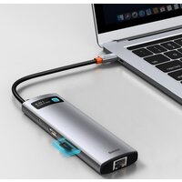 Док-станция Baseus Metal Gleam Series 8-in-1 Multifunctional Type-C HUB Docking Station CAHUB-CV0G - Превью изображения №8 — Интернет-магазин Time-Shop