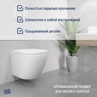 Унитаз подвесной Lauter Vortex 2110830 + GROHE Rapid SL 38721001 с кнопкой (овальная, хром) - Превью изображения №6 — Интернет-магазин Time-Shop