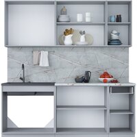 Готовая кухня Интерлиния Мила Лайт 2.0 (белый платинум/бетон портленд/белый гранит) - Превью изображения №2 — Интернет-магазин Time-Shop