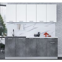 Готовая кухня Интерлиния Мила Лайт 2.0 (белый платинум/бетон портленд/белый гранит) - Превью изображения №4 — Интернет-магазин Time-Shop