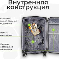 Чемодан Monza 8038# (L, черный) - Превью изображения №3 — Интернет-магазин Time-Shop