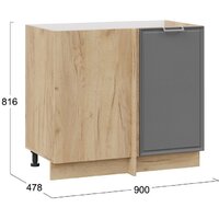 Шкаф напольный Трия Белладжио 1Н9У (дуб крафт золотой/софт графит) - Превью изображения №3 — Интернет-магазин Time-Shop