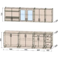 Готовая кухня Интерлиния Мила Крафт 2.6Б (дуб английский) - Превью изображения №2 — Интернет-магазин Time-Shop