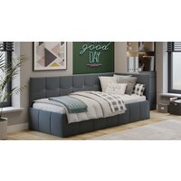 Кровать-тахта Трия Грей c мягкой обивкой с ПМ 80x200 (велюр Galaxy серый) - Превью изображения №4 — Интернет-магазин Time-Shop