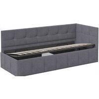 Кровать-тахта Трия Грей c мягкой обивкой с ПМ 80x200 (велюр Galaxy серый) - Превью изображения №3 — Интернет-магазин Time-Shop