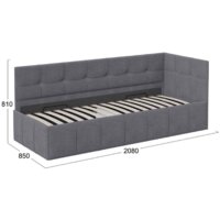 Кровать-тахта Трия Грей c мягкой обивкой с ПМ 80x200 (велюр Galaxy серый) - Превью изображения №5 — Интернет-магазин Time-Shop