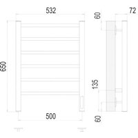 Полотенцесушитель TERMINUS Аврора П6 500x650 нп электро (хром) - Превью изображения №3 — Интернет-магазин Time-Shop