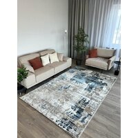 Ковер для жилой комнаты Radjab Carpet Бьянка прямоугольник D009A 7579RK-b 1.6x2.3 (cream shirink/blue fdy) - Превью изображения №4 — Интернет-магазин Time-Shop