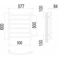 Полотенцесушитель TERMINUS Классик П6 500x600 (боковое подключение 500, RAL 9005 черный) - Превью изображения №2 — Интернет-магазин Time-Shop