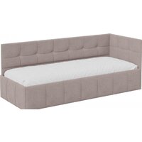 Трия Грей c мягкой обивкой с ПМ 80x200 (велюр Galaxy серо-бежевый)