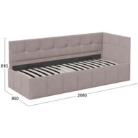 Кровать-тахта Трия Грей c мягкой обивкой с ПМ 80x200 (велюр Galaxy серо-бежевый) - Превью изображения №5 — Интернет-магазин Time-Shop