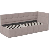 Кровать-тахта Трия Грей c мягкой обивкой с ПМ 80x200 (велюр Galaxy серо-бежевый) - Превью изображения №2 — Интернет-магазин Time-Shop