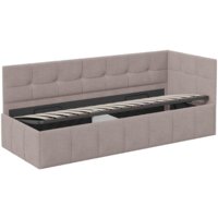 Кровать-тахта Трия Грей c мягкой обивкой с ПМ 80x200 (велюр Galaxy серо-бежевый) - Превью изображения №3 — Интернет-магазин Time-Shop