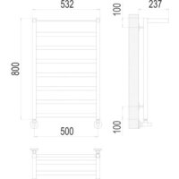 Полотенцесушитель TERMINUS Хендрикс П8 500x800 нп (хром) - Превью изображения №2 — Интернет-магазин Time-Shop