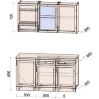 Готовая кухня Интерлиния Тренд 1.5А (белый/белый/кастилло темный) - Превью изображения №3 — Интернет-магазин Time-Shop