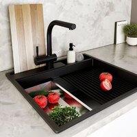 Кухонная мойка Globalo Silvano 60.1 Black/BL Mat - Превью изображения №2 — Интернет-магазин Time-Shop