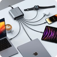 Сетевое зарядное Satechi 200W USB-C 6-Port GaN Charger ST-C200GM-EU - Превью изображения №5 — Интернет-магазин Time-Shop