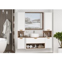  Brevita Шкаф-пенал для ванной Bergen 35 BER-05035-01-19-ПоП (белый/темное дерево) - Превью изображения №8 — Интернет-магазин Time-Shop