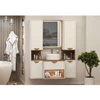  Brevita Шкаф-пенал для ванной Bergen 35 BER-05035-01-19-ПоП (белый/темное дерево) - Превью изображения №5 — Интернет-магазин Time-Shop