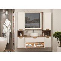  Brevita Шкаф-пенал для ванной Bergen 35 BER-05035-01-19-ПоП (белый/темное дерево) - Превью изображения №7 — Интернет-магазин Time-Shop