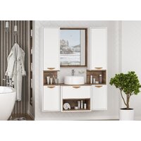  Brevita Шкаф-пенал для ванной Bergen 35 BER-05035-01-19-ПоП (белый/темное дерево) - Превью изображения №6 — Интернет-магазин Time-Shop