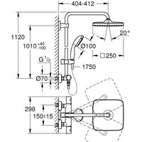 Душевая система  Grohe QuickFix Vitalio Start 250 CUBE 26697000 - Превью изображения №2 — Интернет-магазин Time-Shop