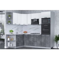 Готовая кухня Интерлиния Мила Лайт 1.68x2.4 левая (белый платинум/бетон портленд/белый гранит) - Превью изображения №3 — Интернет-магазин Time-Shop