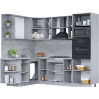 Готовая кухня Интерлиния Мила Лайт 1.68x2.4 левая (белый платинум/бетон портленд/белый гранит) - Превью изображения №2 — Интернет-магазин Time-Shop